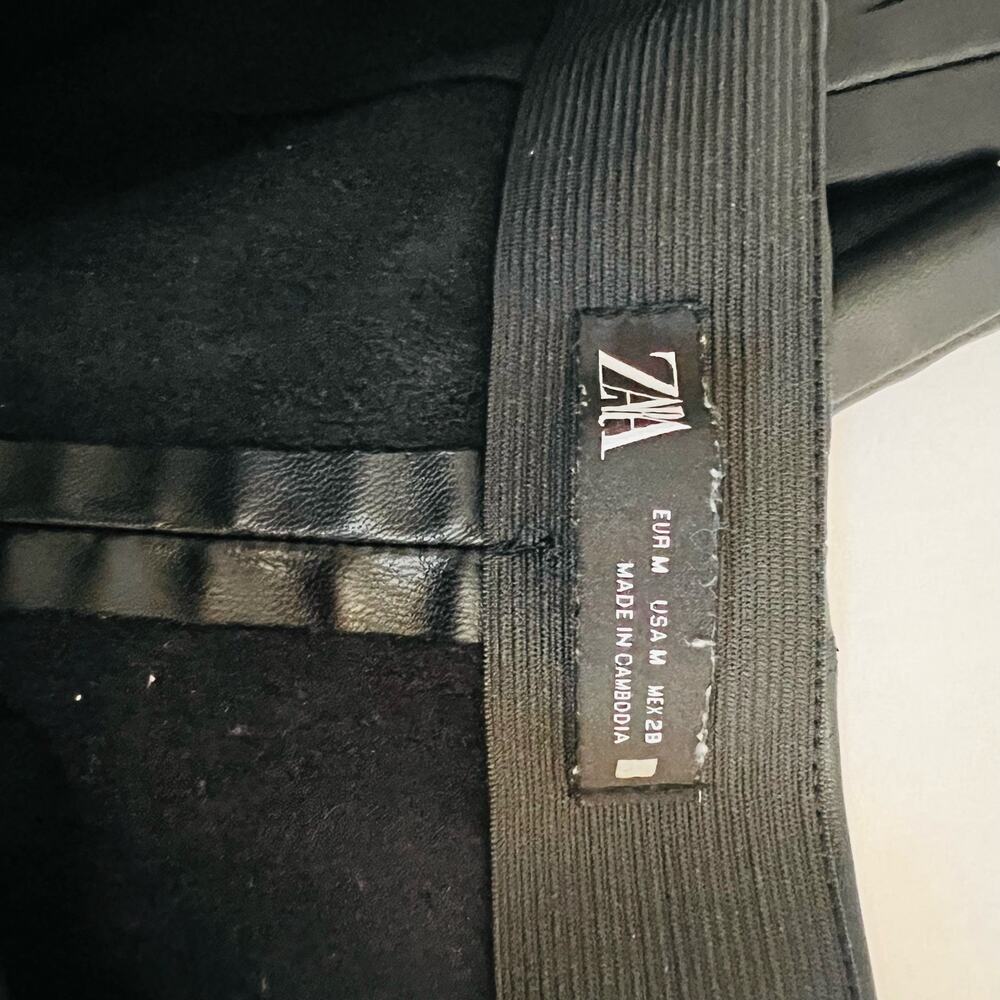 Zara Hihj Rise Faux Leather Slim Straight Leg Pants Size M Medium Black - Picture 5 of 12